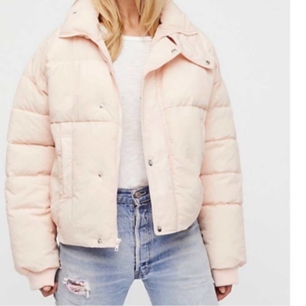 FREE PEOPLE PINK PUFFER JACKET